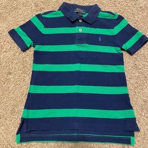 Polo by Ralph Lauren Navy Blue & Green Striped Boys Polo